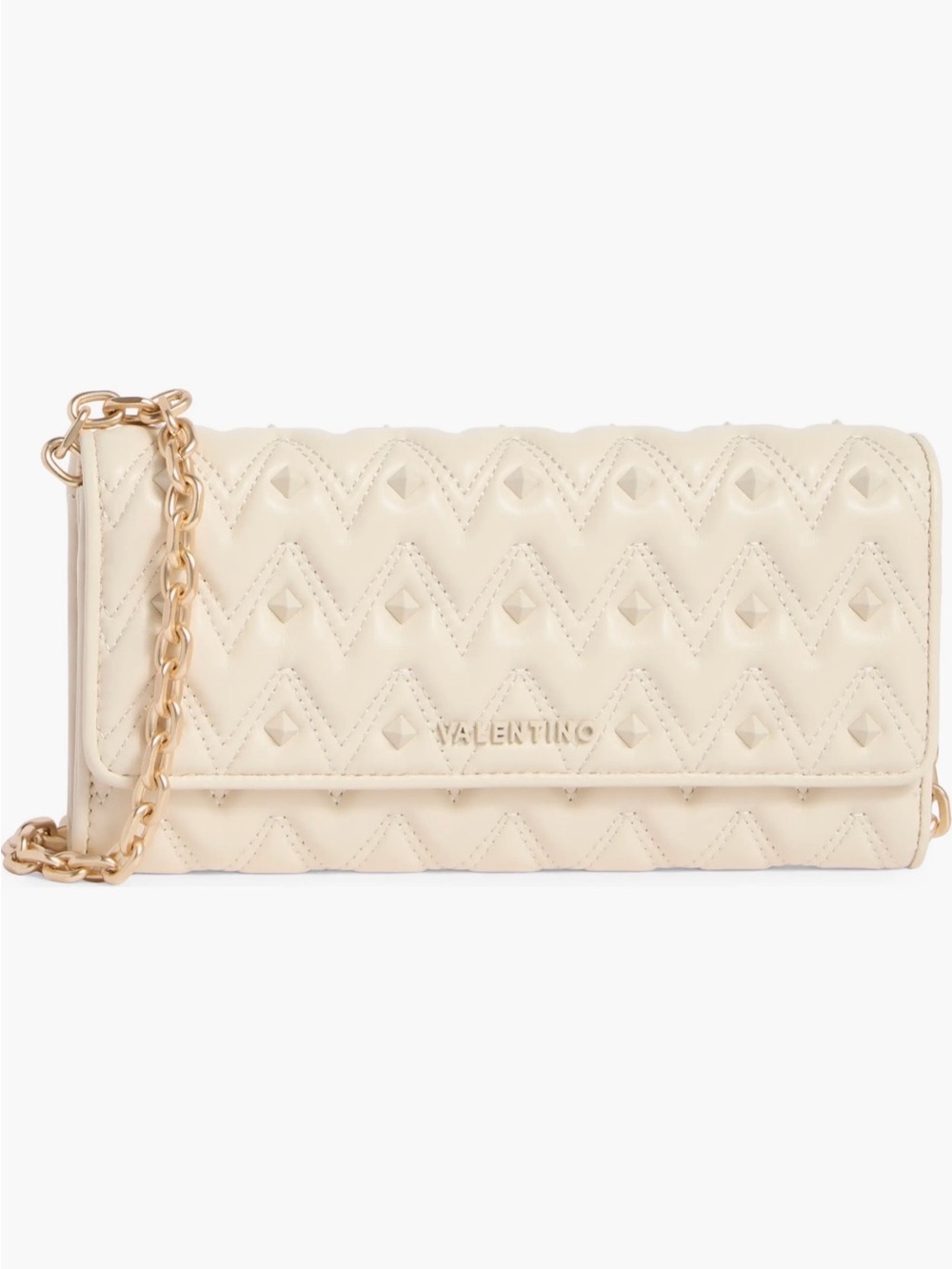 NWOT Valentino Cream Quilted Chevron Chain Crossbody